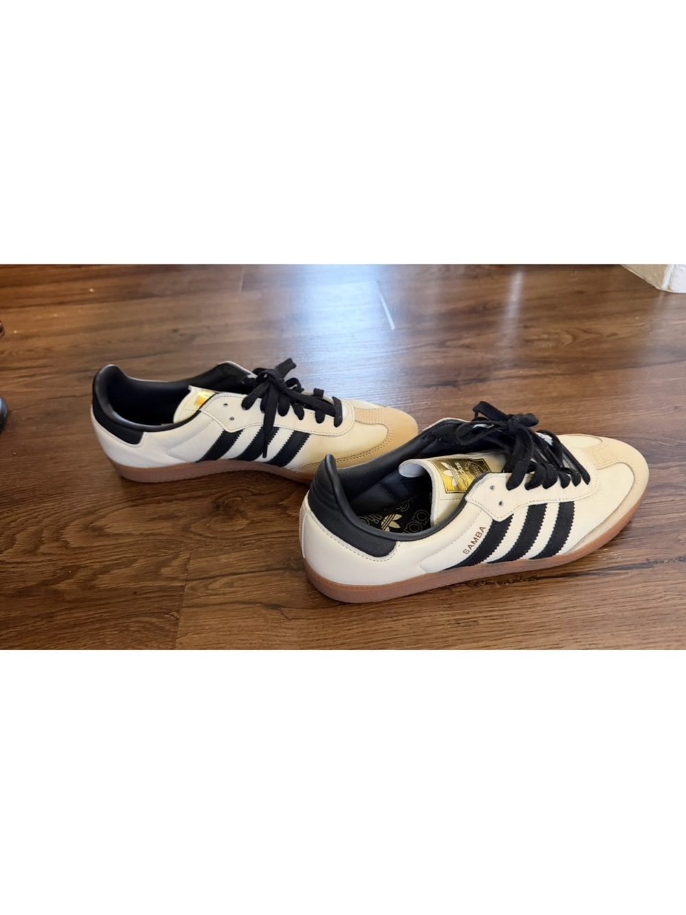 adidas Samba women’s Sneakers - Cream-ish white, Black with gold tongue